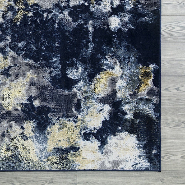 Ritz Abstract Modern Rug Gold & Navy (V2)