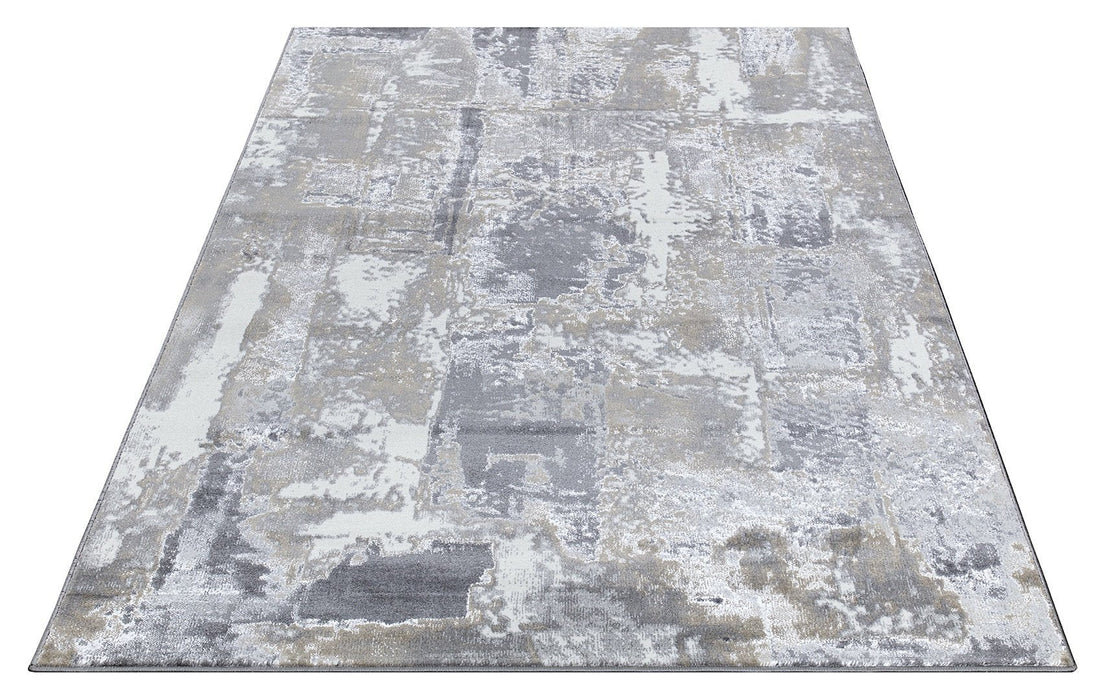 Ritz Abstract Modern Rug Silver & Grey (V1)