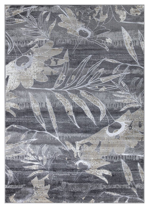 Ritz Floral Modern Rug Silver & Grey