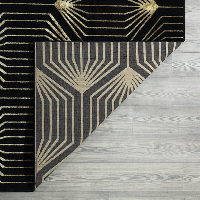 Ritz Geometric Contemporary Rug Gold & Black (V1)