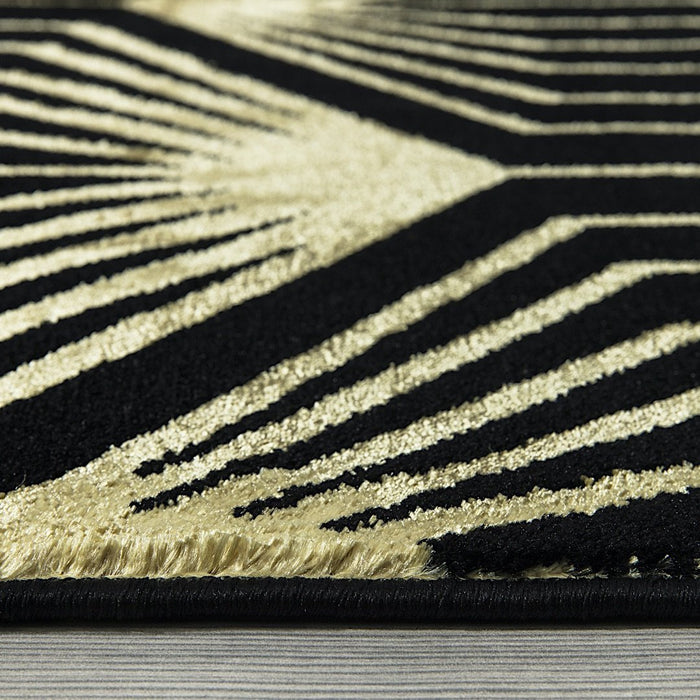 Ritz Geometric Contemporary Rug Gold & Black (V1)