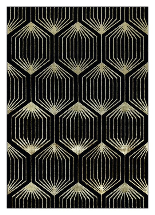 Ritz Geometric Contemporary Rug Gold & Black (V1)