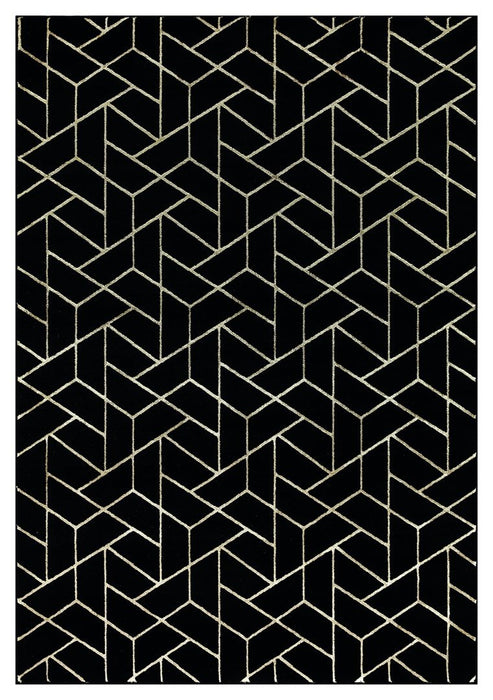 Ritz Geometric Contemporary Rug Gold & Black (V2)