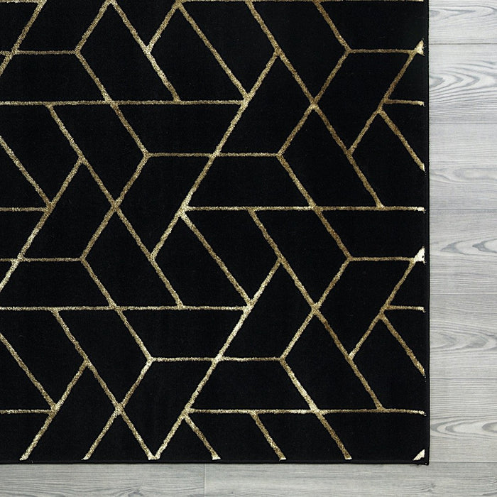 Ritz Geometric Contemporary Rug Gold & Black (V2)