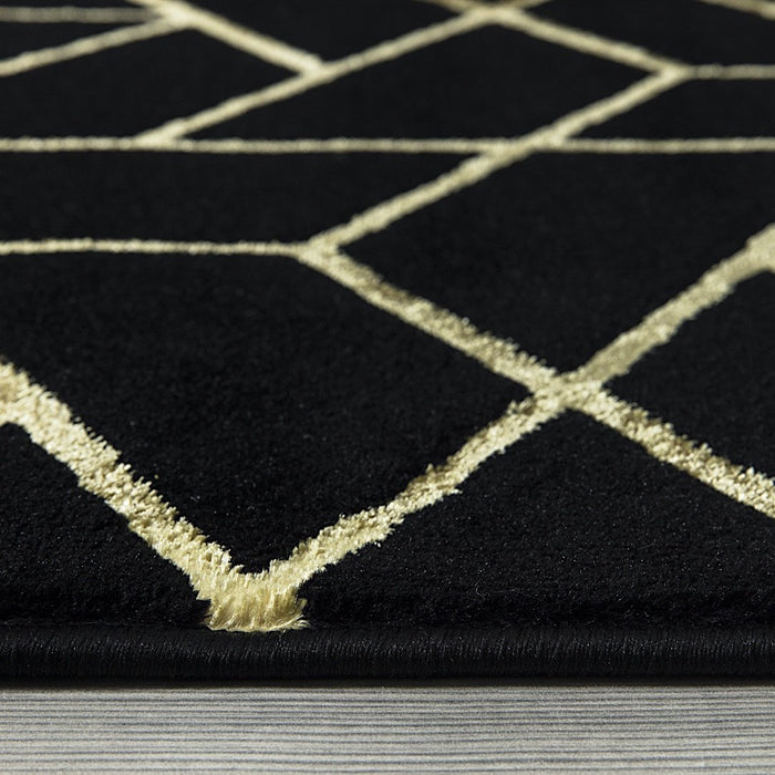 Ritz Geometric Contemporary Rug Gold & Black (V2)