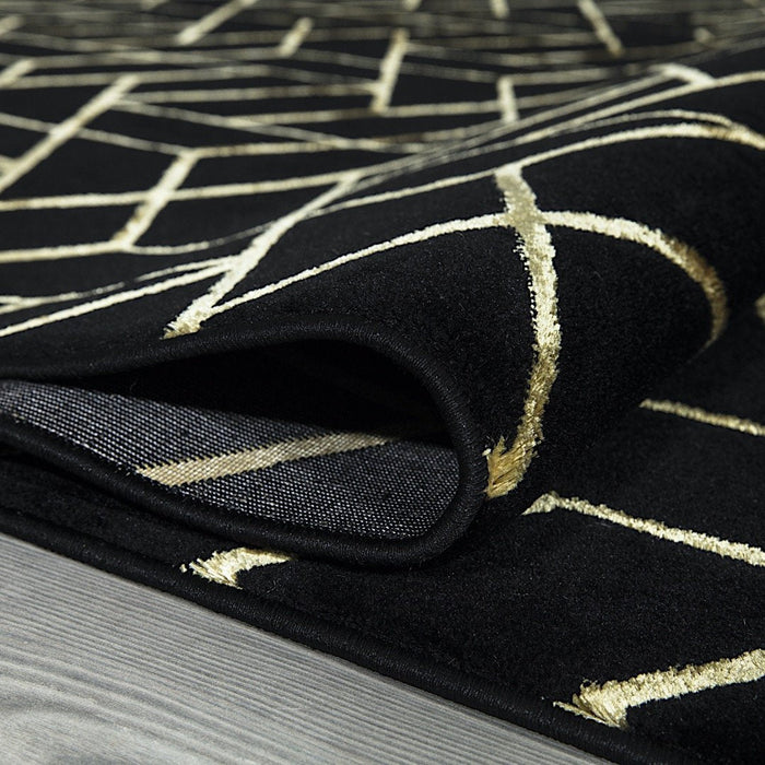 Ritz Geometric Contemporary Rug Gold & Black (V2)