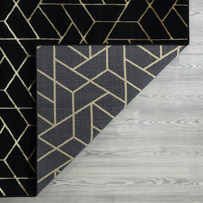 Ritz Geometric Contemporary Rug Gold & Black (V2)