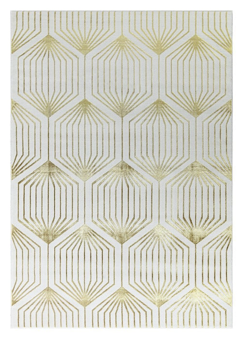 Ritz Geometric Contemporary Rug Gold & Cream (V1)