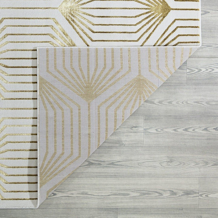 Ritz Geometric Contemporary Rug Gold & Cream (V1)