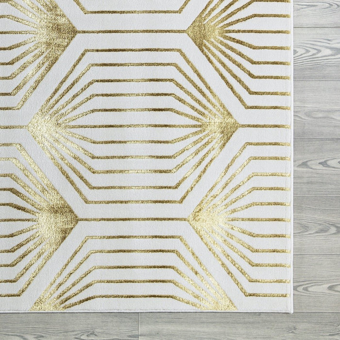 Ritz Geometric Contemporary Rug Gold & Cream (V1)