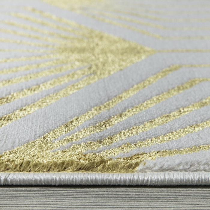 Ritz Geometric Contemporary Rug Gold & Cream (V1)