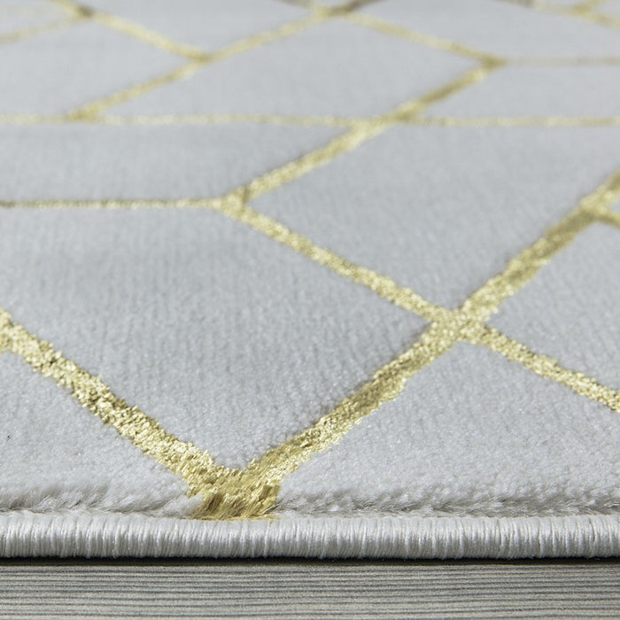 Ritz Geometric Contemporary Rug Gold & Cream (V2)