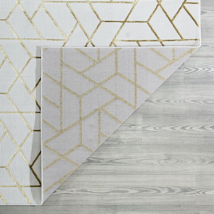 Ritz Geometric Contemporary Rug Gold & Cream (V2)