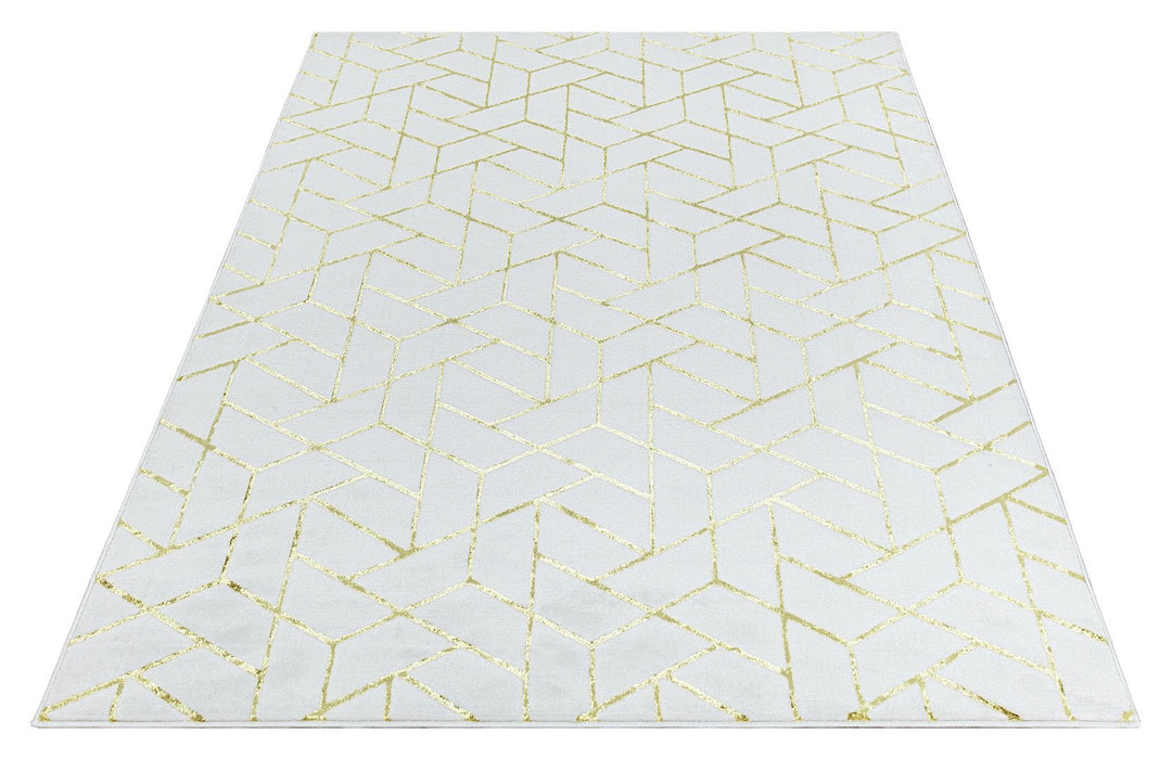 Ritz Geometric Contemporary Rug Gold & Cream (V2)