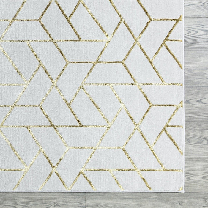 Ritz Geometric Contemporary Rug Gold & Cream (V2)