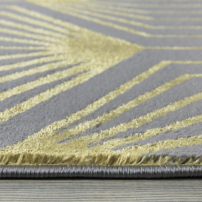 Ritz Geometric Contemporary Rug Gold & Grey (V1)