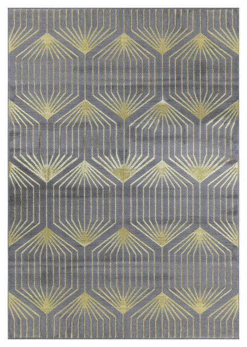 Ritz Geometric Contemporary Rug Gold & Grey (V1)