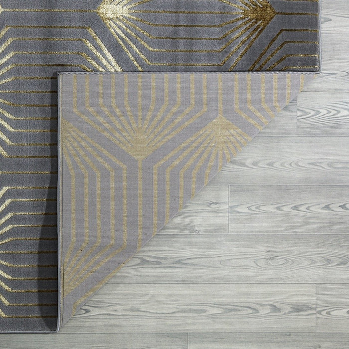 Ritz Geometric Contemporary Rug Gold & Grey (V1)