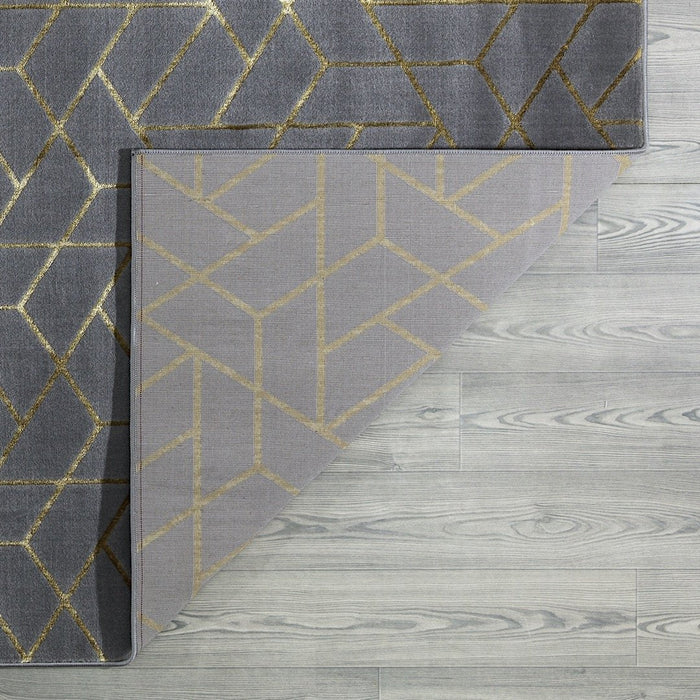 Ritz Geometric Contemporary Rug Gold & Grey (V2)