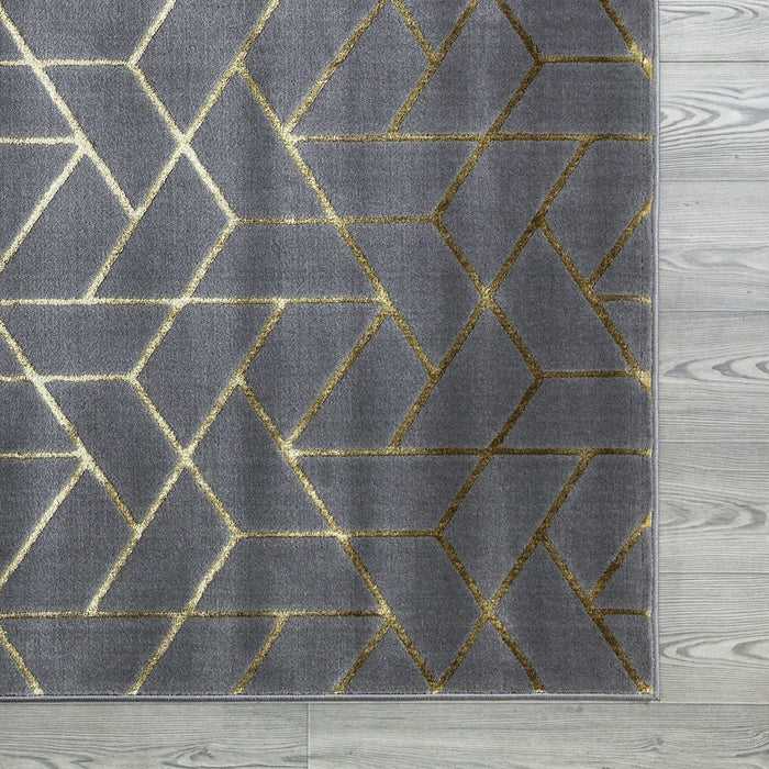 Ritz Geometric Contemporary Rug Gold & Grey (V2)