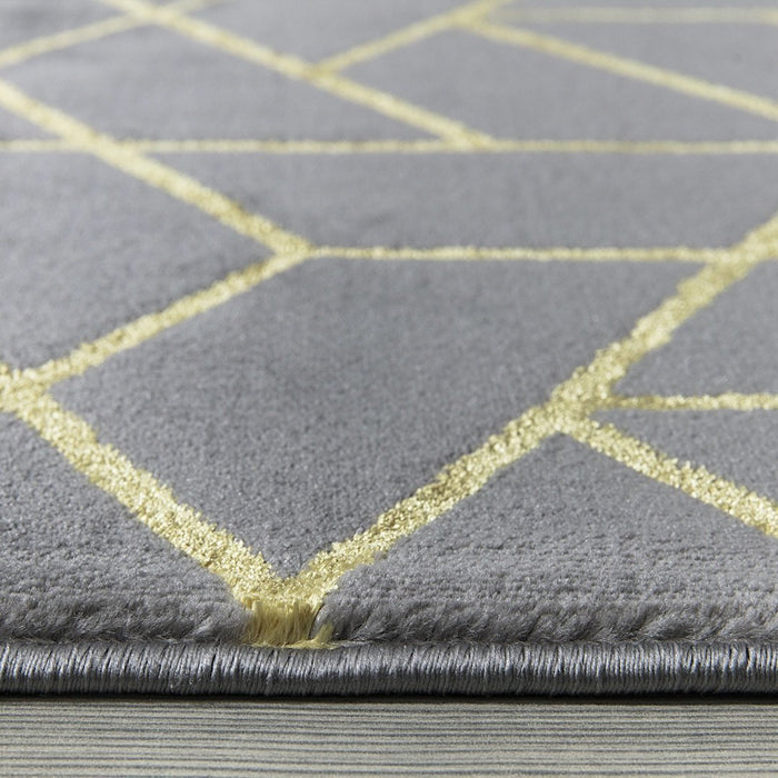 Ritz Geometric Contemporary Rug Gold & Grey (V2)