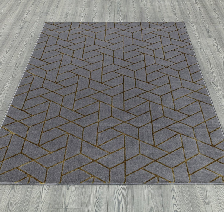 Ritz Geometric Contemporary Rug Gold & Grey (V2)