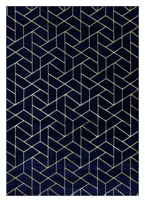 Ritz Geometric Contemporary Rug Gold & Navy (V2)