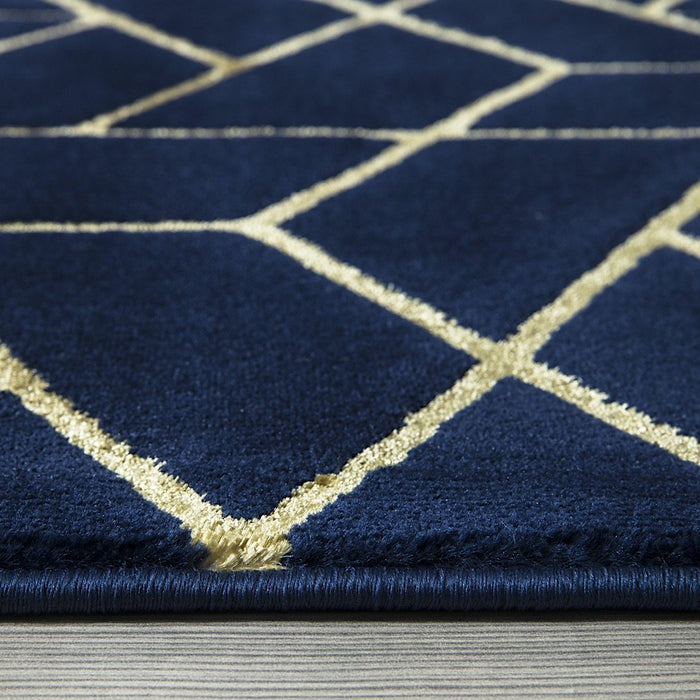 Ritz Geometric Contemporary Rug Gold & Navy (V2)