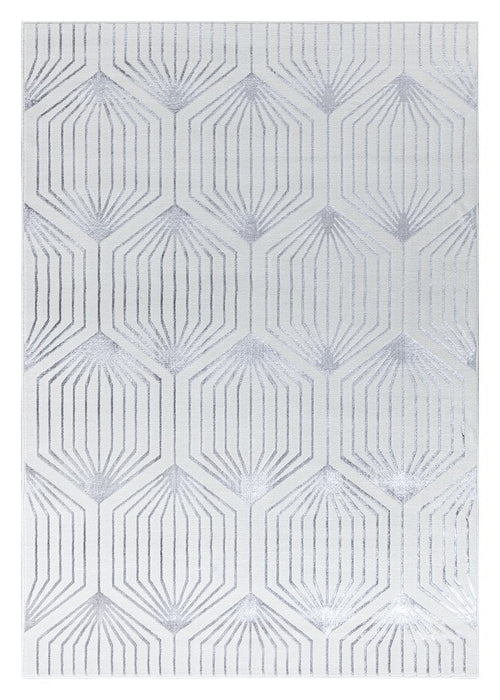 Ritz Geometric Contemporary Rug Silver & Cream (V1)