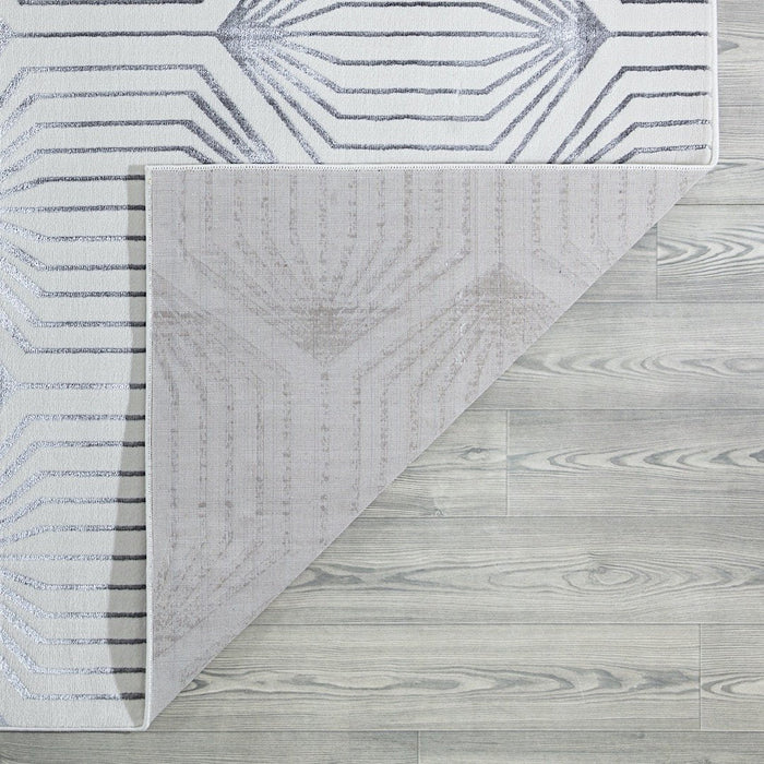 Ritz Geometric Contemporary Rug Silver & Cream (V1)