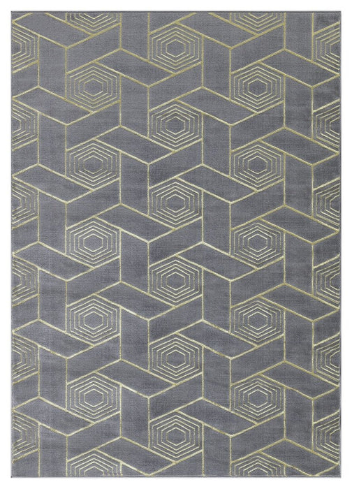 Ritz Geometric Design Rug Gold & Grey