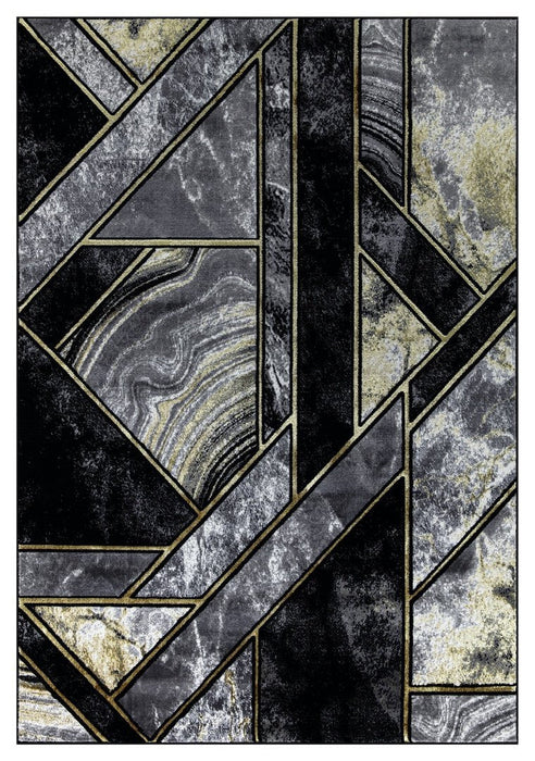 Ritz Geometric Modern Rug Gold & Black (V1)