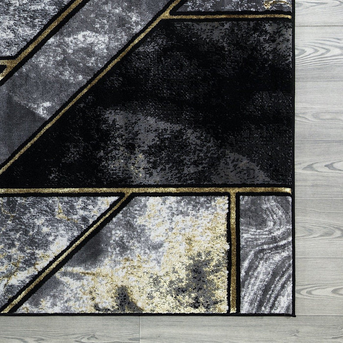 Ritz Geometric Modern Rug Gold & Black (V1)