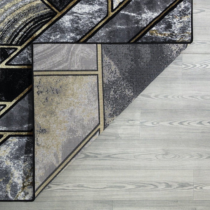 Ritz Geometric Modern Rug Gold & Black (V1)