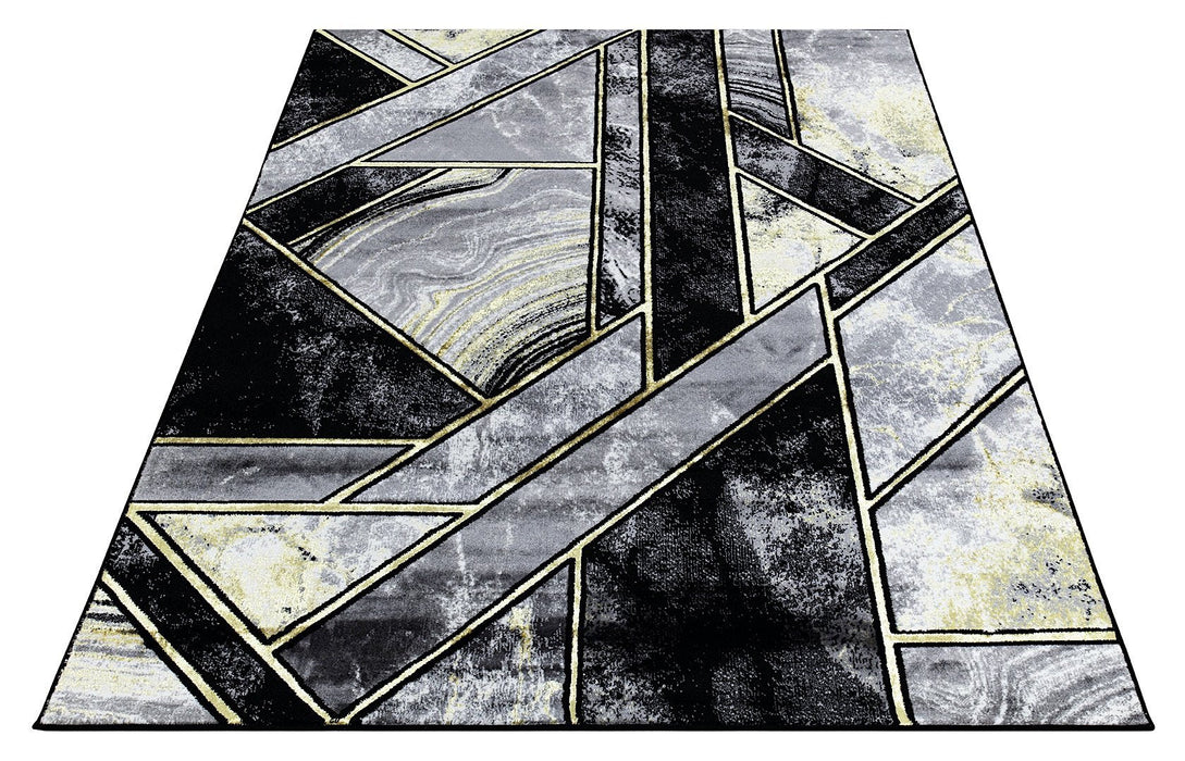 Ritz Geometric Modern Rug Gold & Black (V1)