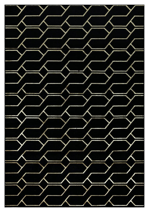 Ritz Geometric Modern Rug Gold & Black (V2)