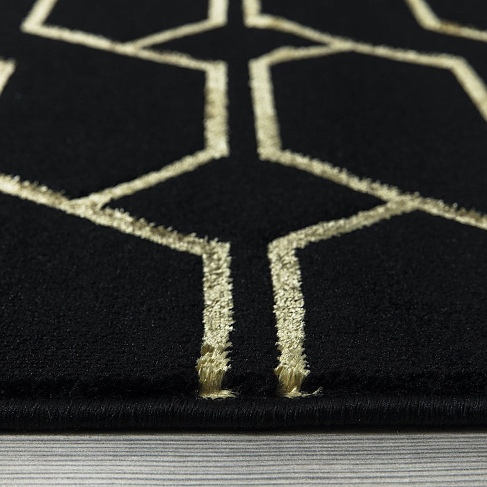 Ritz Geometric Modern Rug Gold & Black (V2)