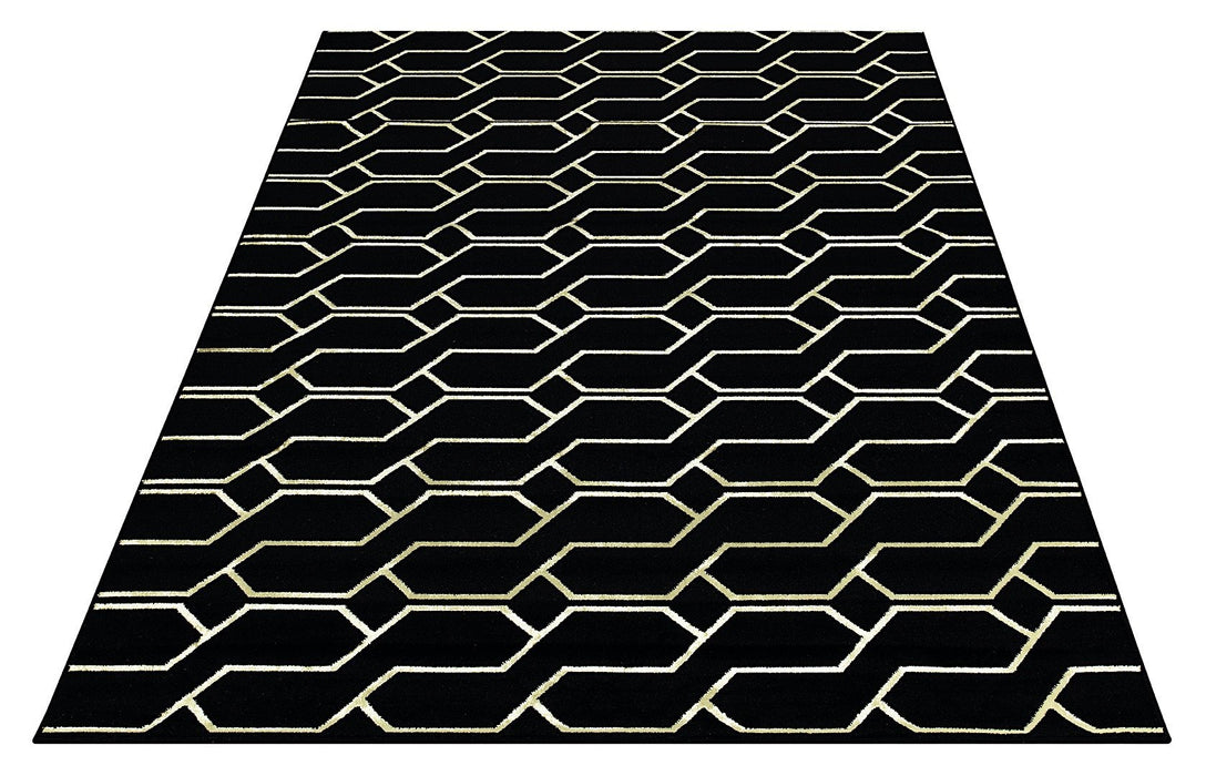 Ritz Geometric Modern Rug Gold & Black (V2)