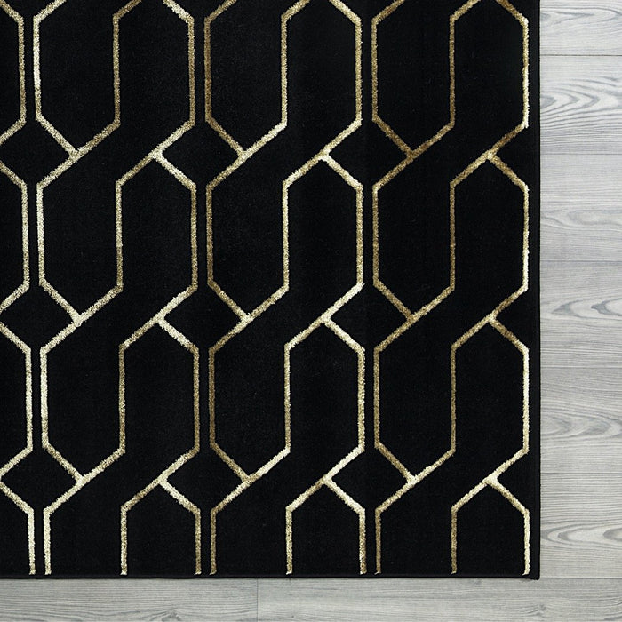 Ritz Geometric Modern Rug Gold & Black (V2)