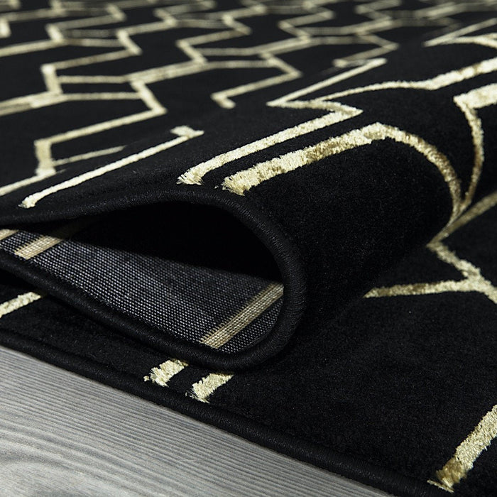 Ritz Geometric Modern Rug Gold & Black (V2)