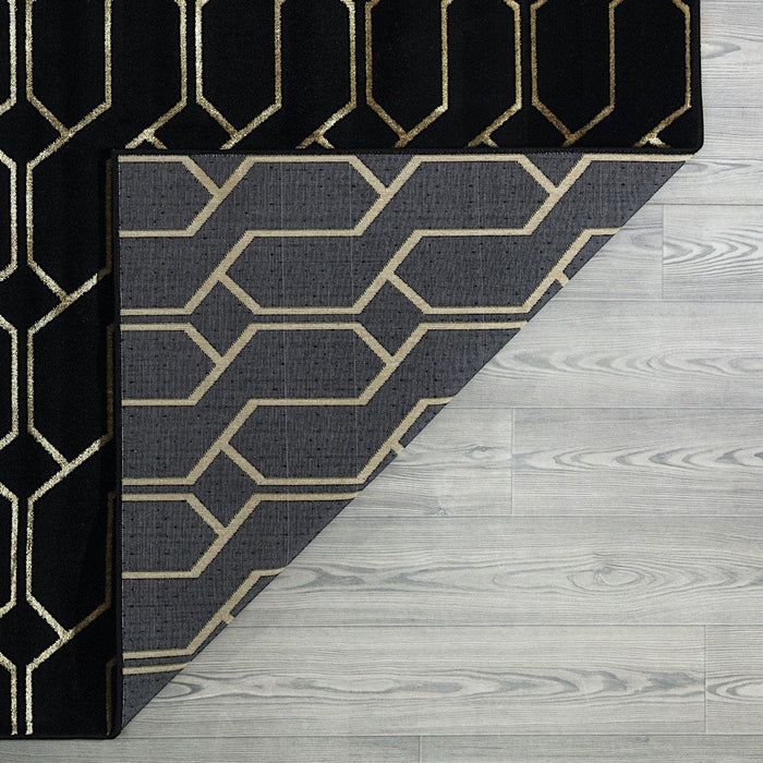 Ritz Geometric Modern Rug Gold & Black (V2)