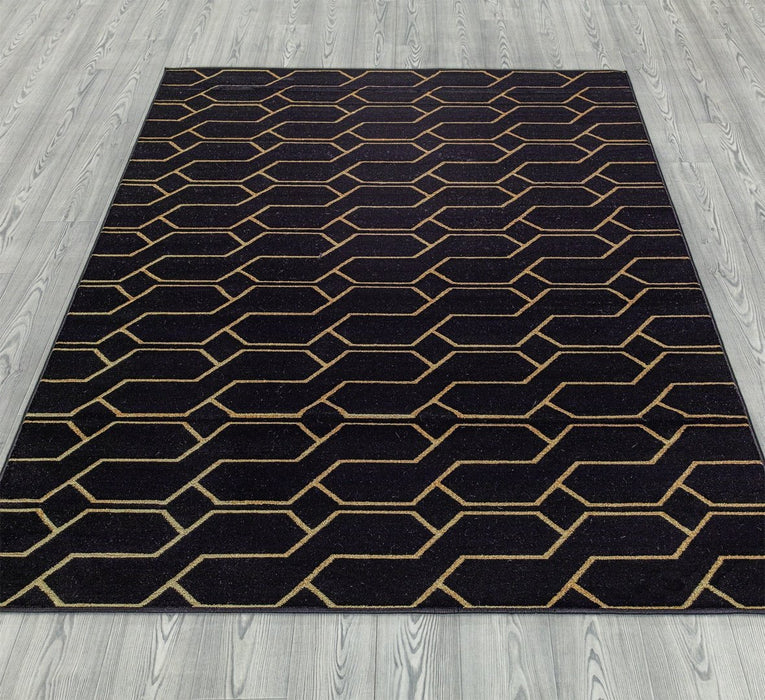 Ritz Geometric Modern Rug Gold & Black (V2)