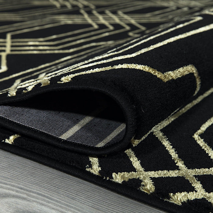 Ritz Geometric Modern Rug Gold & Black (V3)