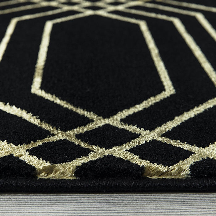 Ritz Geometric Modern Rug Gold & Black (V3)