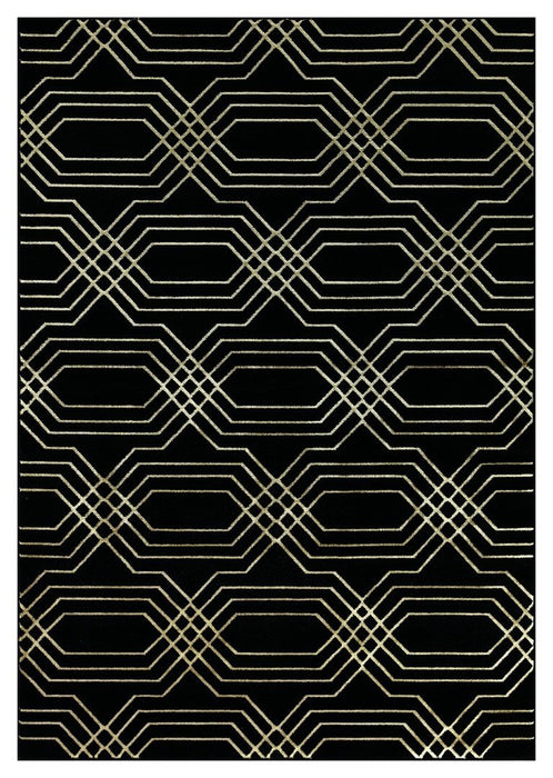 Ritz Geometric Modern Rug Gold & Black (V3)