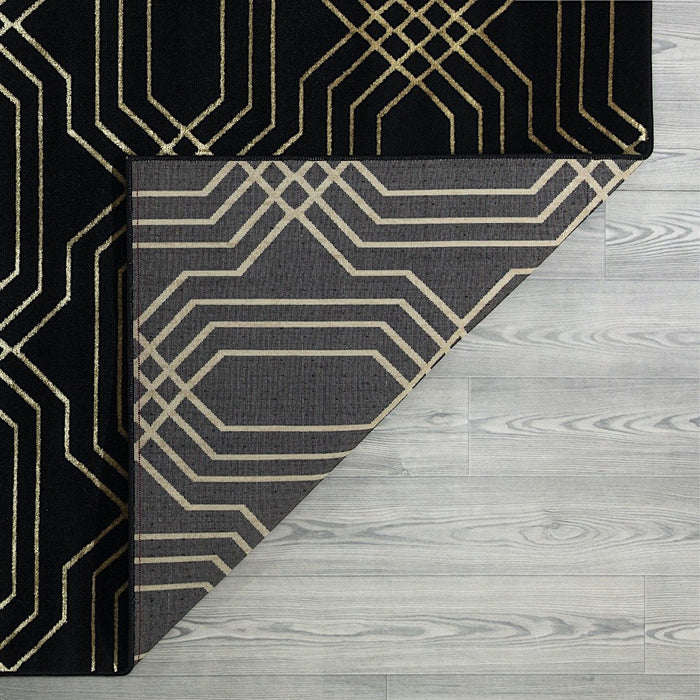 Ritz Geometric Modern Rug Gold & Black (V3)