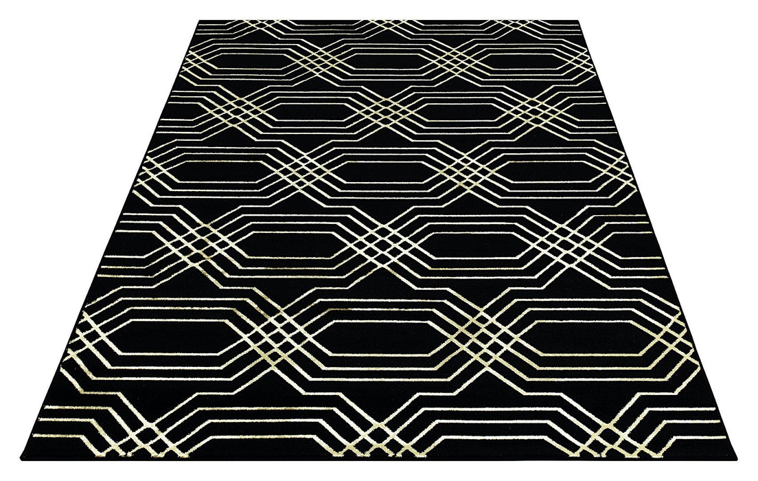 Ritz Geometric Modern Rug Gold & Black (V3)