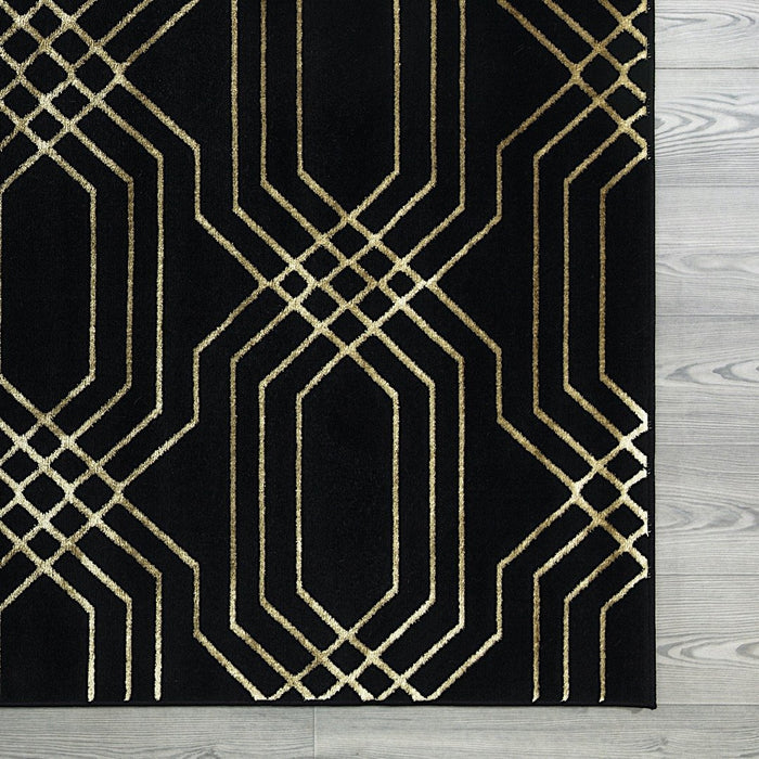 Ritz Geometric Modern Rug Gold & Black (V3)