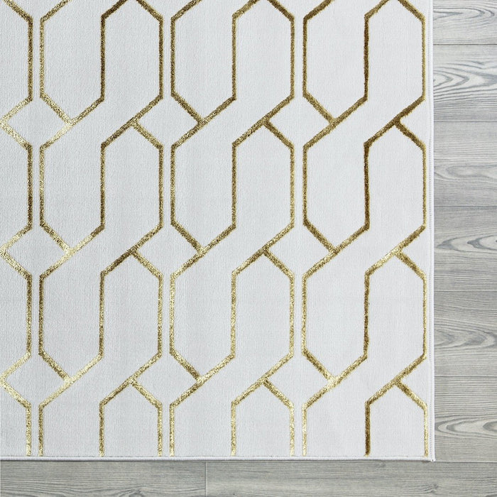 Ritz Geometric Modern Rug Gold & Cream