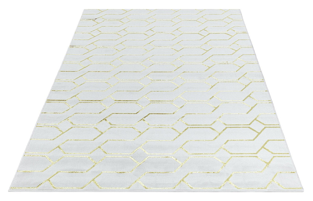 Ritz Geometric Modern Rug Gold & Cream